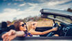 Friends traveling with car