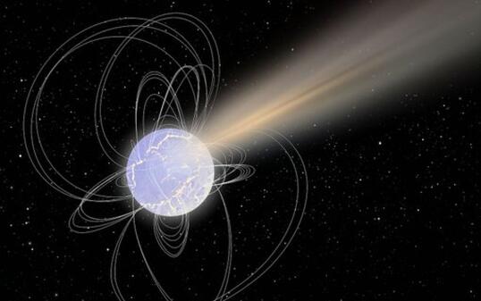 K&uuml;nstlerische Darstellung eines Magnetar. Dank dem Bildstabilisator Ibis im Weltraumteleskop "Integral" konnte ein Magnetar erstmals als Quelle eines Schnellen Radioblitzes lokalisiert werden. (Bild Esa)