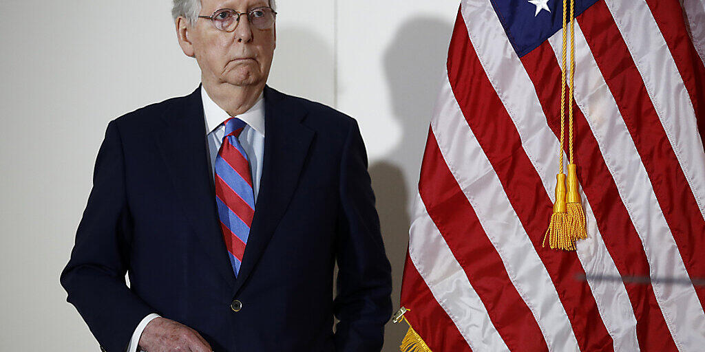 ARCHIV - Mitch McConnell, Mehrheitsführer der Republikaner im US-Senat nimmt an einer Pressekonferenz auf dem Capitol Hill teil. Foto: Patrick Semansky/AP/dpa