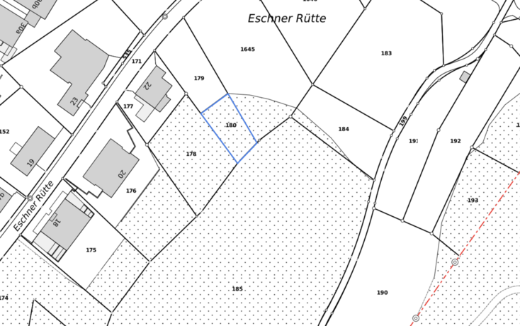 Umweg: Die Erschliessung der Parzelle 180 soll nun über die Parzellen 184 und 185 erfolgen.