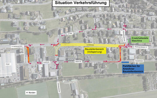 Bauarbeiten Landstrasse Triesen